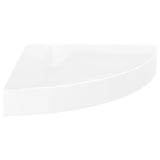 Floating Corner Shelves 2 pcs High Gloss White 25x25x3.8 cm MDF - Side View