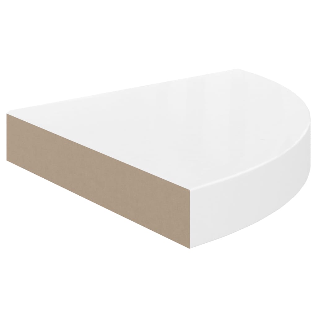 Floating Corner Shelves 2 pcs High Gloss White 25x25x3.8 cm MDF