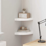 Floating Corner Shelves 2 pcs High Gloss White 25x25x3.8 cm MDF