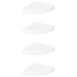 Floating Corner Shelves 4 pcs High Gloss White 25x25x3.8 cm MDF