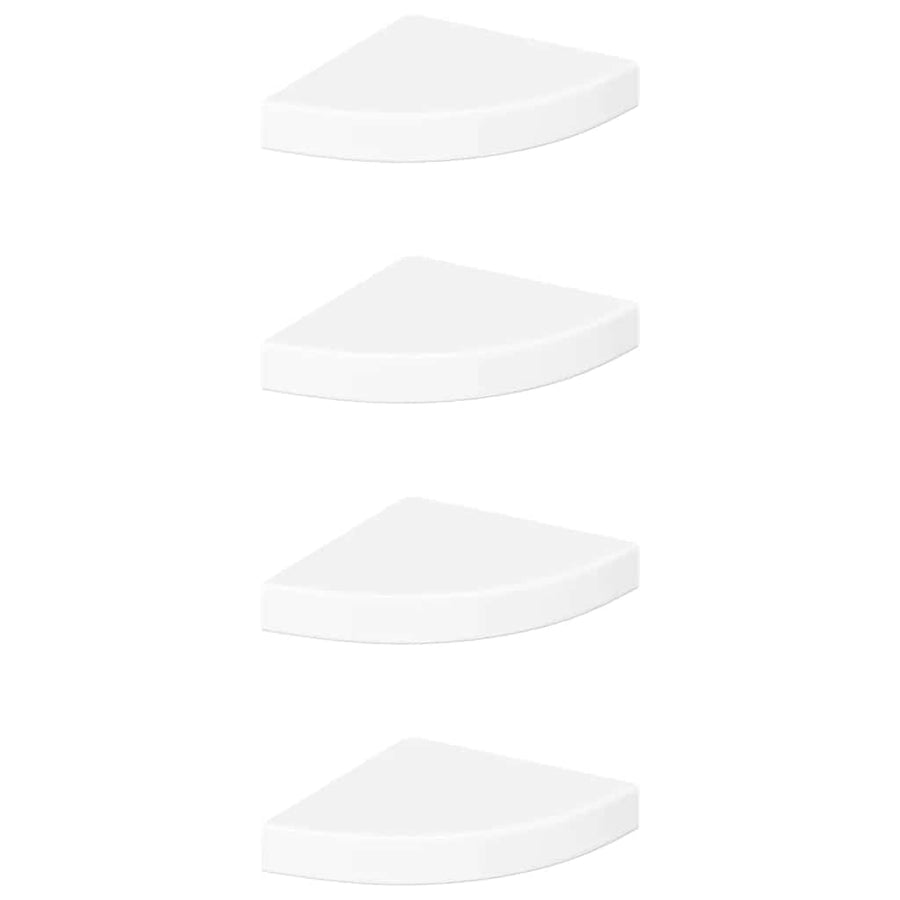 Floating Corner Shelves 4 pcs High Gloss White 25x25x3.8 cm MDF