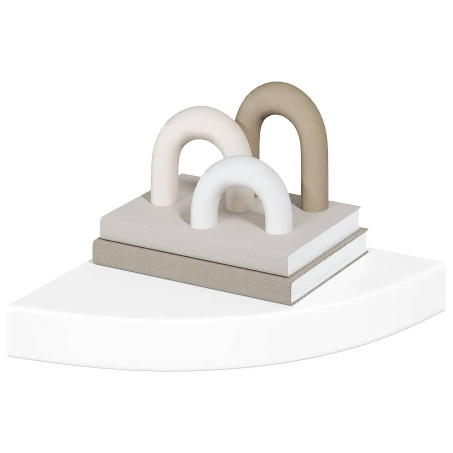 Floating Corner Shelves 4 pcs High Gloss White 25x25x3.8 cm MDF
