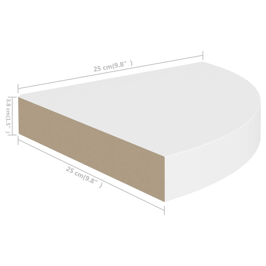 Floating Corner Shelves 2 pcs White 25x25x3.8 cm MDF