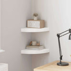 Floating Corner Shelves 2 pcs White 25x25x3.8 cm MDF
