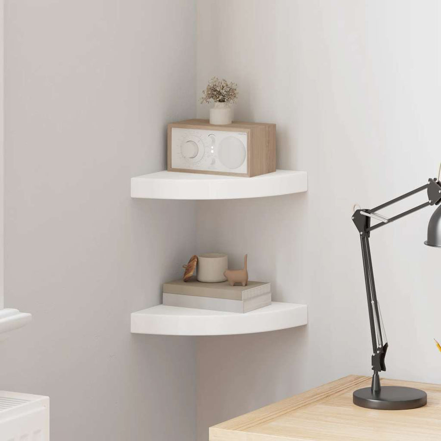 Floating Corner Shelves 2 pcs White 25x25x3.8 cm MDF