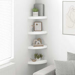 Floating Corner Shelves 4 pcs White 25x25x3.8 cm MDF