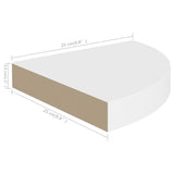Floating Corner Shelves 4 pcs White 25x25x3.8 cm MDF - Low Angle