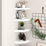 Floating Corner Shelves 4 pcs White 25x25x3.8 cm MDF