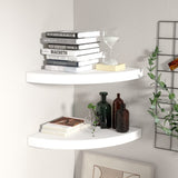 Floating Corner Shelves 2 pcs White 35x35x3.8 cm MDF