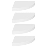 Floating Corner Shelves 4 pcs White 35x35x3.8 cm MDF - Front View