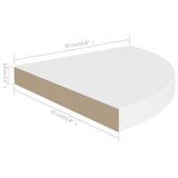 Floating Corner Shelves 4 pcs White 35x35x3.8 cm MDF - Low Angle