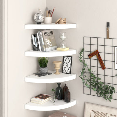 Floating Corner Shelves 4 pcs White 35x35x3.8 cm MDF