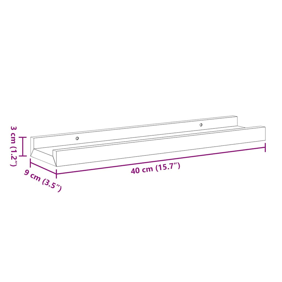 Picture Frame Ledge Shelves 2 pcs White 40x9x3 cm MDF