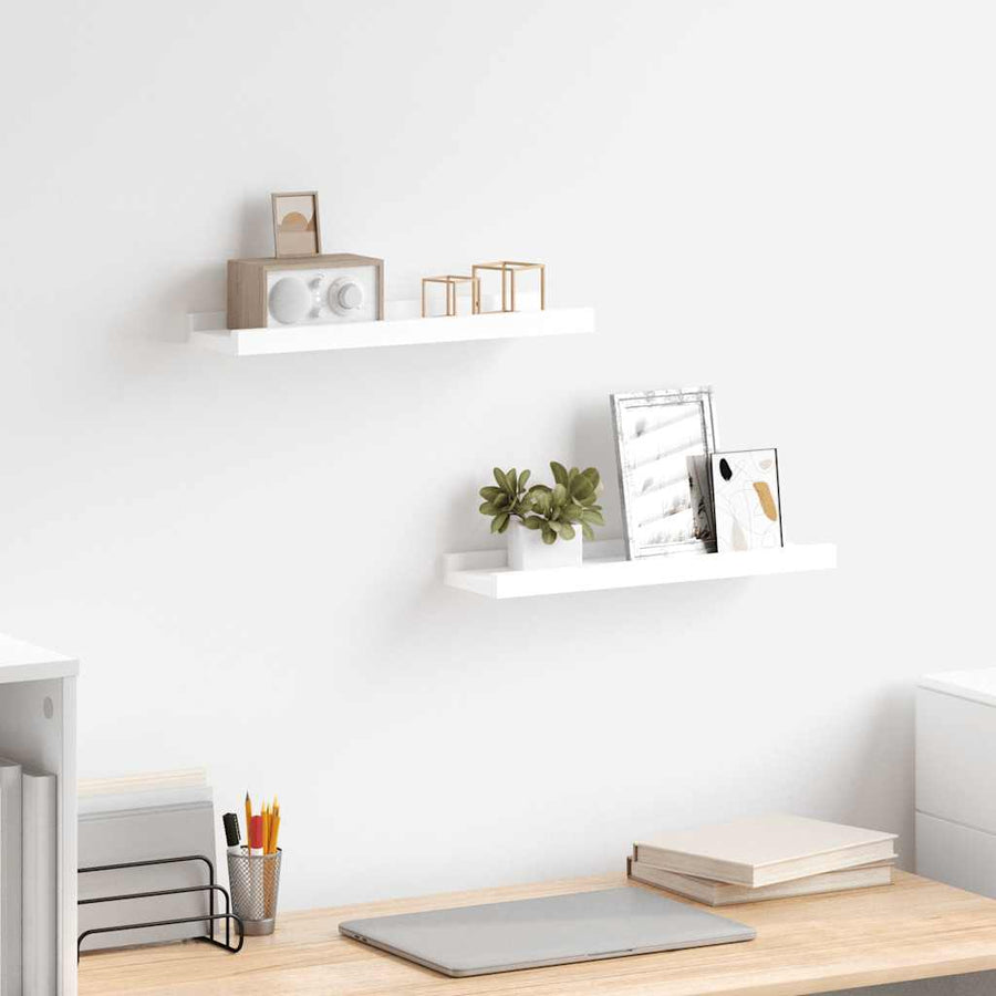 Picture Frame Ledge Shelves 2 pcs White 40x9x3 cm MDF