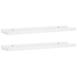 Picture Frame Ledge Shelves 2 pcs White 60x9x3 cm MDF - Front View