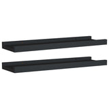 Picture Frame Ledge Shelves 2 pcs Black 40x9x3 cm MDF - Front View
