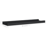 Picture Frame Ledge Shelves 2 pcs Black 40x9x3 cm MDF - Low Angle