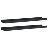 Picture Frame Ledge Shelves 2 pcs Black 60x9x3 cm MDF - Front View