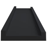 Picture Frame Ledge Shelves 2 pcs Black 60x9x3 cm MDF - 45-Degree Angle