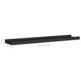 Picture Frame Ledge Shelves 2 pcs Black 60x9x3 cm MDF - Low Angle