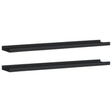 Picture Frame Ledge Shelves 2 pcs Black 80x9x3 cm MDF - Front View