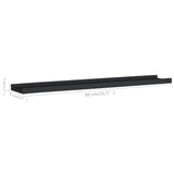 Picture Frame Ledge Shelves 2 pcs Black 80x9x3 cm MDF - Low Angle