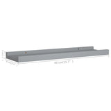 Picture Frame Ledge Shelves 2 pcs Grey 40x9x3 cm MDF - Low Angle