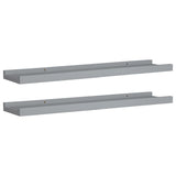 Picture Frame Ledge Shelves 2 pcs Grey 60x9x3 cm MDF - Front View