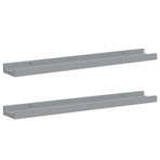 Picture Frame Ledge Shelves 2 pcs Grey 60x9x3 cm MDF