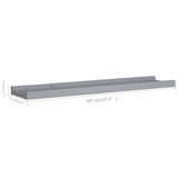 Picture Frame Ledge Shelves 2 pcs Grey 60x9x3 cm MDF - Low Angle