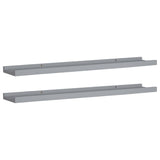 Picture Frame Ledge Shelves 2 pcs Grey 80x9x3 cm MDF - Front View