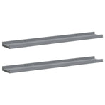 Picture Frame Ledge Shelves 2 pcs Grey 80x9x3 cm MDF
