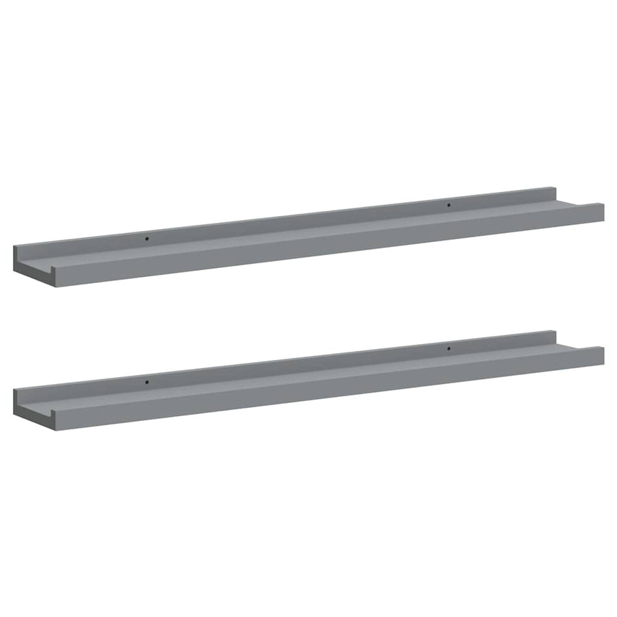 Picture Frame Ledge Shelves 2 pcs Grey 80x9x3 cm MDF
