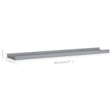 Picture Frame Ledge Shelves 2 pcs Grey 80x9x3 cm MDF - Low Angle