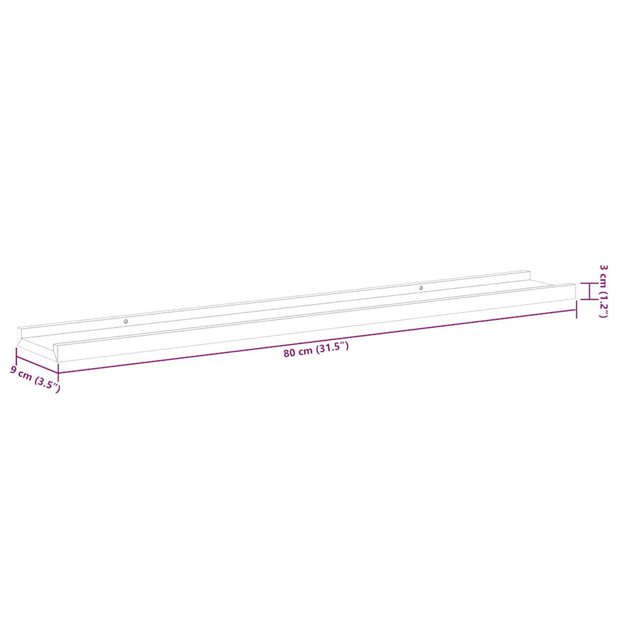 Picture Frame Ledge Shelves 2 pcs Grey 80x9x3 cm MDF