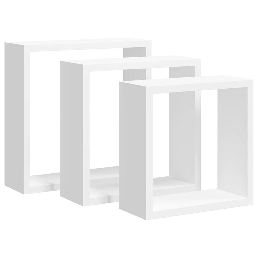 Wall Cube Shelves 3 pcs White MDF