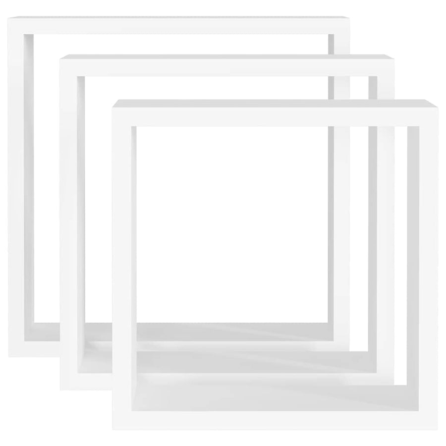 Wall Cube Shelves 3 pcs White MDF