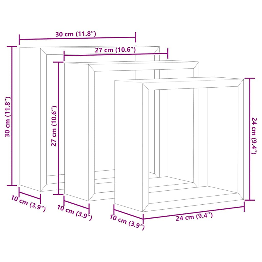 Wall Cube Shelves 3 pcs White MDF