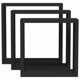 Wall Cube Shelves 3 pcs Black MDF - 45-Degree Angle