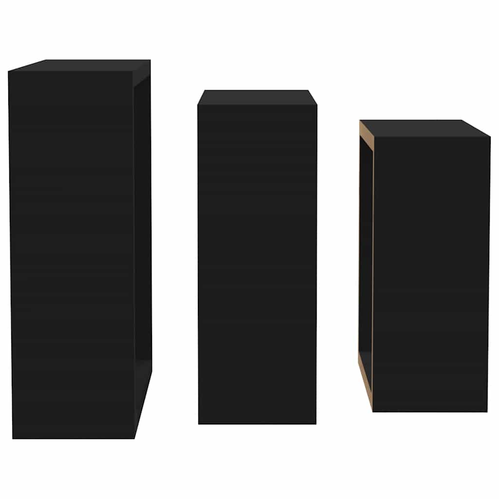 Wall Cube Shelves 3 pcs Black MDF
