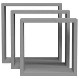 Wall Cube Shelves 3 pcs Grey MDF