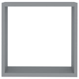 Wall Cube Shelves 3 pcs Grey MDF - Close-Up Angle