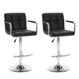 Bar Stools 2 pcs Black Faux Leather - Front View