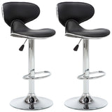 Bar Stools 2 pcs Black Faux Leather - Front View