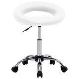 Rolling Work Chair White Faux Leather - Front View