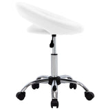 Rolling Work Chair White Faux Leather - Side View