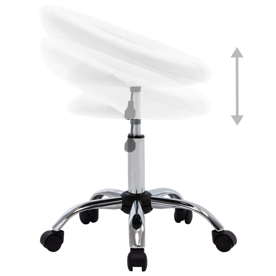 Rolling Work Chair White Faux Leather