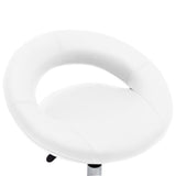 Rolling Work Chair White Faux Leather - Rear View