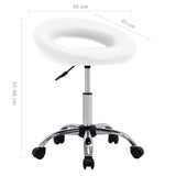 Rolling Work Chair White Faux Leather - Close-Up Angle
