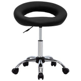 Rolling Work Chair Black Faux Leather - Front View